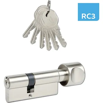 Vložka do dveří Cylindrická knoflíková bezpečnostní vložka RICHTER EURO SECURE R3, Vložka bezpečnostní s knoflíkem 30/30 mm
