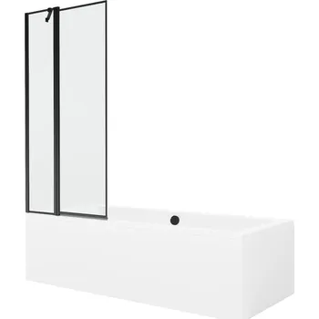 Vanová zástěna MEXEN/S - Cube obdélníková vana 180 x 80 cm s panelem+ vanová zástěna 80, černá vzor 550518080X9408117070