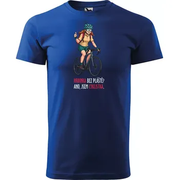 Pánské oblečení Sablio Tričko s potiskem Hrdinka bez pláště? Ano, jsem cyklistka - modré M