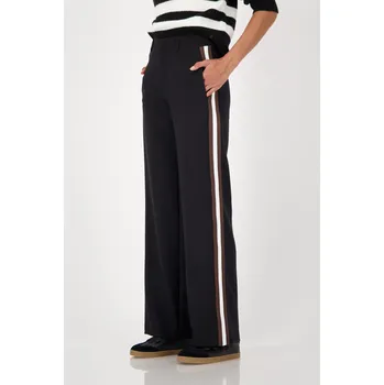 Dámské kalhoty Kalhoty Monari 809696 černé rovné s pruhy na boku Velikost: 38
