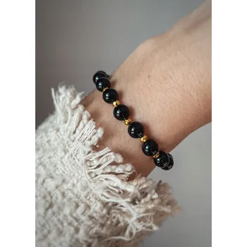 Náramek Náramek na gumičce Černý Turmalín 6mm 15 cm