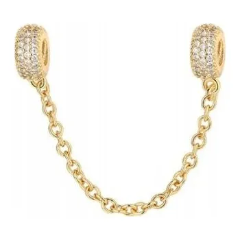 Přívěsek Pozlacený bezpečnostní Řetízek zirkony , stříbro 925