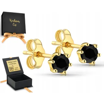 Náušnice ZLATÉ NÁUŠNICE S ČERNOU ZIRKON 925