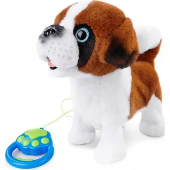 plyšák Artyk Interaktivní chodící pejsek na vodítku 25 cm hnědý/bílý