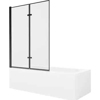 Vanová zástěna MEXEN/S - Vega obdélníková vana 150 x 70 cm s panelem + vanová zástěna 120, černá vzor 550115070X9212027070