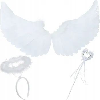 Kostým Anděla na jesličky Aureola Hůlka Křídla Anděla Bílá pera Sada