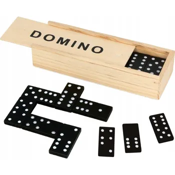Desková hra DŘEVĚNÉ DOMINO PUZZLE PRO DĚTI V KRABIČCE KOSTKY RODINNÁ VZDĚLÁVACÍ HRA