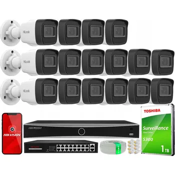 IP kamera Venkovní monitorovací sada s 16 kamerami 2MP PoE HiLook od Hikvision