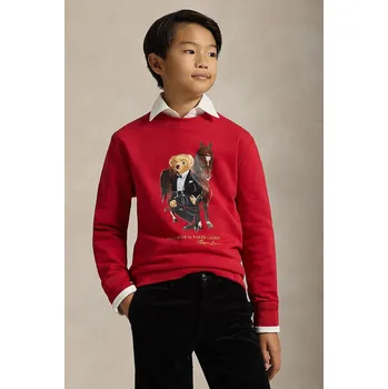 Chlapecká mikina Dětská bavlněná mikina Polo Ralph Lauren 323A10261001 červená 33X, vel. 150-161
