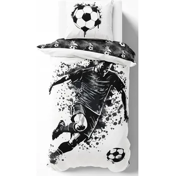 Povlečení Povlečení Míč 160x200 Fotbal Dynamický Styl pro Fanoušky Fotbalu bílé 1dílné 160 x 200, 70 x 80 cm zipový uzávěr