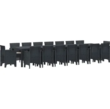 Zahradní sestava Zahradní jídelní souprava s polštáři 17 pcs Antracit PP IM_3378653