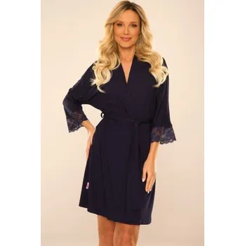 Dámské noční prádlo Dámský župan De Lafense Fanny - viskóza Tmavě modrá XL