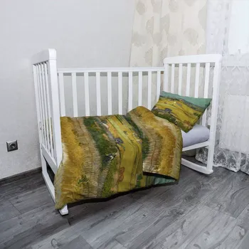 Povlečení Sablio Mikroplyšové dětské povlečení do postýlky Sklizeň - Vincent van Gogh - 120x90 / 40x60