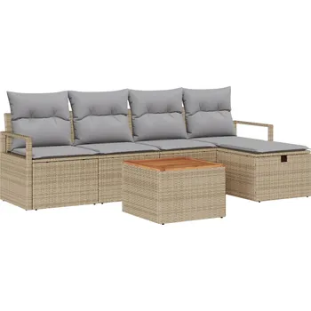 Sada zahradních pohovek s polštářem 6 pcs Béžová Poly ratan IM_3360864