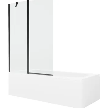 Vanová zástěna MEXEN/S - Vega obdélníková vana 160 x 70 cm s panelem + vanová zástěna 120, transparent, černá 550116070X9412117000