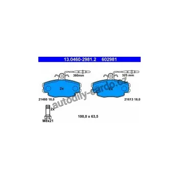 Brzdová destička Sada brzdových destiček ATE 13.0460-2981 (AT 602981) - CITROËN