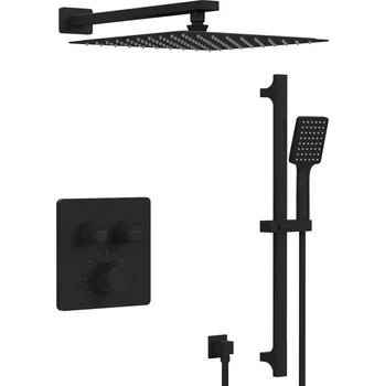 Vodovodní baterie Sapho SMART SELECT podomítkový sprchový set s termostatickou baterií, 2 výstupy, posuvný držák sprchy, černá mat - RP042B-02