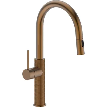 Vodovodní baterie Sapho FLAWO stojánková dřezová baterie s výsuvnou sprškou, měď mat - FR576PG