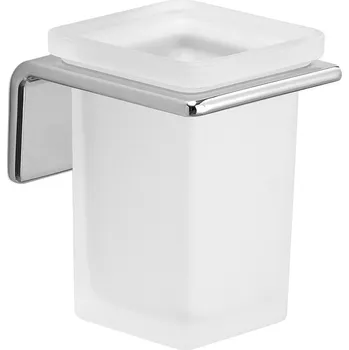 Držák na kartáček Gedy IL GIGLIO sklenka, mléčné sklo, chrom - A91013