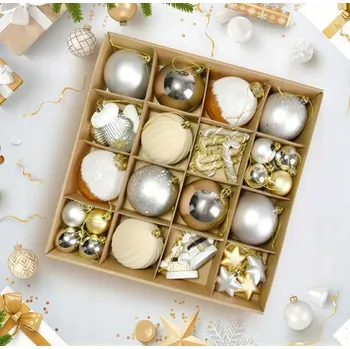 Vánoční dekorace Vánoční baňky na stromeček plastové vánoční koule, různé druhy, sada 20 ks