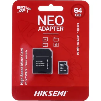 Paměťová karta Paměťová karta microSDXC HIKSEMI NEO HS-TF-C1STD 64GB 92/30 MB/s Class 10 U1