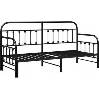 Postel Rám postele s výsuvnou postelí černá 80x200 cm ocel