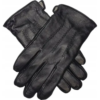 Rukavice Pánské rukavice ze 100% přírodní kůže, černé, vlněné, pohodlné, XXL / 13