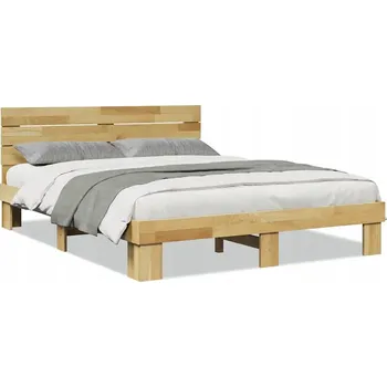 Postel Rám postele s čelem bez matrace 140x190 cm masivní dubové dřevo