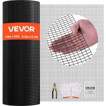 Pletivo VEVOR Hardware Cloth 61cm x 15,2m, 1/2" pozinkované drátěné pletivo o průměru 19 Gauge, odolné proti povětrnostním vlivům vinylem potažené drátěné pletivo, odolné svařované zahradní pletivo pro králíky a hady