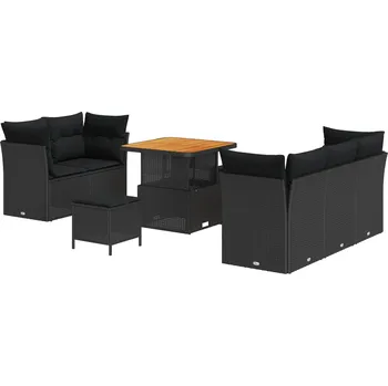 Zahradní sestava Sada zahradních pohovek 8 pcs Černá polyratan IM_3361424