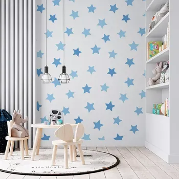 Tapeta Sablio Tapeta Modré hvězdy na bílé - 125x75 cm