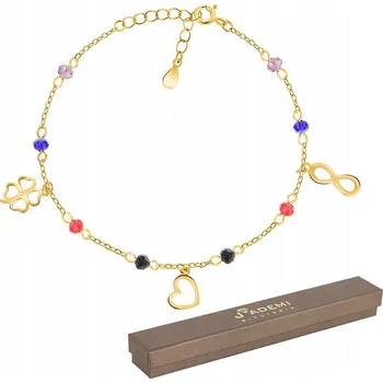 Náramek NÁRAMEK KŘIŠŤÁLY SRDCE ČTYŘLÍSTEK PŘÍVĚSKY