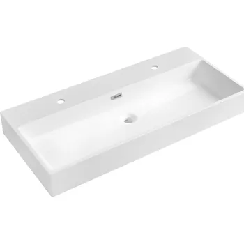 Umyvadlo Sapho AQUATIC dvojumyvadlo, litý mramor, 100x46cm, bílá - AT100-2