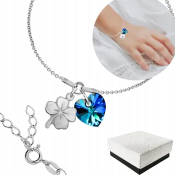 Náramek Stříbrný náramek pro děti Čtyřlístek Náramek pro štěstí Stříbro 925