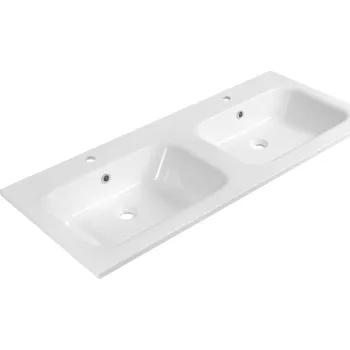 Umyvadlo Sapho ARECA dvojumyvadlo, litý mramor, 121x51,5cm, bílá - AC121