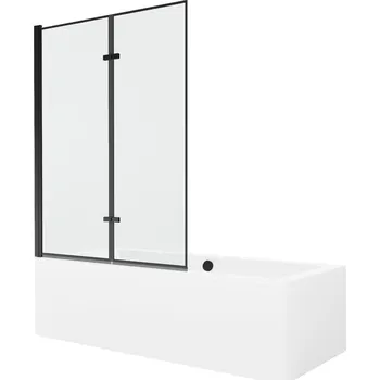 MEXEN/S - Cube obdélníková vana 170 x 80 cm s panelem + vanová zástěna 120, černá vzor 550517080X9212027070