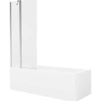 MEXEN/S - Cubik obdélníková vana 150 x 70 cm s panelem + vanová zástěna 80, transparent, chrom 550315070X9408110100