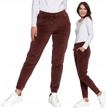 Dámské kalhoty Pohodlné Kalhoty Dámské Velurové Bavlněné Tepláky MORAJ Hnědá M