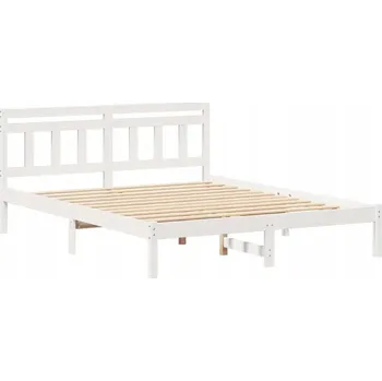 Ložnice Rám postele Bílá 140 x 200 cm Masivní borové dřevo