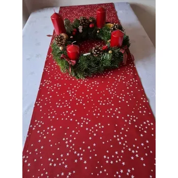 Vánoční dekorace Vánoční běhoun, červený hvězdy