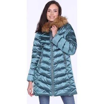 Dámské oblečení PERSO Woman's Women's winter casual jacket with nice eco fur on the hood PERSO tyrkysová | světle modrá 2071661