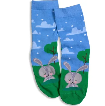 Dětské ponožky se vzorem WOLA ZAJÍČEK modro-zelené Velikost: 30-32