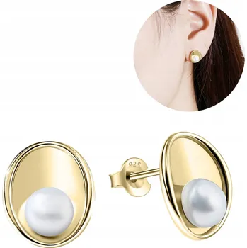 Náušnice Zlaté náušnice s perlou puzetky šroubovací stříbro o ryzosti 925