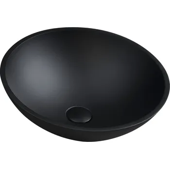 Sapho TELICA skleněné umyvadlo na desku Ø 42cm, černá mat - TY181B