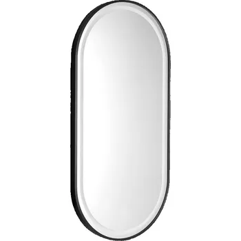 Zrcadlo Sapho KAIRA oválné zrcadlo s LED osvětlením 45x90cm, černá mat - KA450