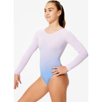 DOMYOS Dívčí gymnastický trikot s dlouhými rukávy 12-13 LET FIALOVÁ