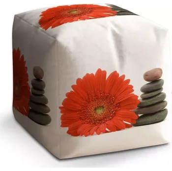 Taburet Sablio Taburet Cube Gerbera s kameny: 40x40x40 cm