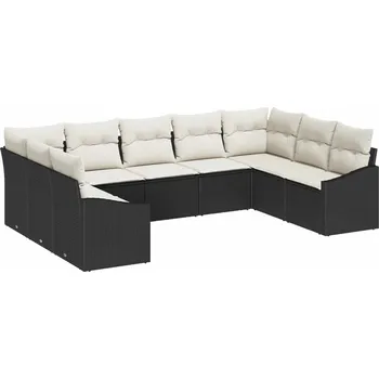 Zahradní pohovka Sada zahradních pohovek 9 pcs Černá a krémová polyratan IM_3355546