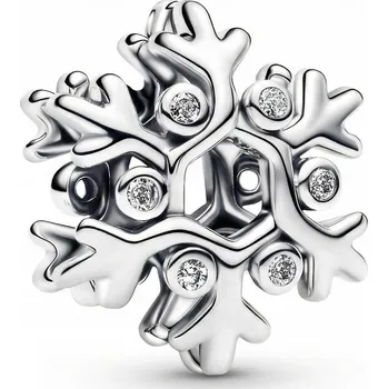 Přívěsek Přívěsek vločka se zirkony, korálek, sněhová vločka stříbro 925