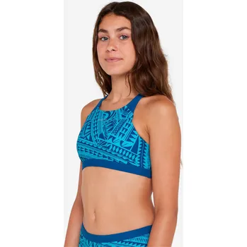 Dívčí oblečení DECATHLON Dívčí plavky horní díl 500 Kamyleon Fatu 14 LET MODRÁ|TYRKYSOVÁ